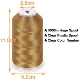 New Brothread - Bobina enorme individual de 5000 m, cada hilo de máquina de bordar de poliéster, 40 W, para máquinas comerciales y domésticas, oro navideño
