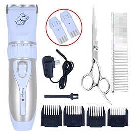 Maxshop Pet Grooming Clippers, Professional Quiet Rechargeable Cordless Pet Hair Clippers with Comb Guides Scissors Stainless Steel Blades Kit for Dogs Cats,Pets Long Short Hair Shave