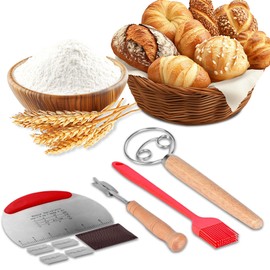 Sourdough Bread Starter Kit – Baking Supplies with Danish Dough Whisk, Dough Scraper, Pastry Brush, and Sourdough Scoring Tool | Essential Bread Making Tools for Baking Enthusiasts