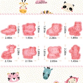 BESEK Animal Cookie Cutters for Kids: Safari Zoo Animals 8 PCS Cookie Cutters Set with Lion, Giraffe, Hippo, Elephant, Crocodile, Zebra, Tiger, Monkey etc. (Gift Box)