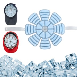 PCM Head Ice Pack with Straps, Heat Stroke Prevention Cooling Hat Insert, Ice Pack for Hard Hats, Sun Hats, Cycling Helmets, Summer Cooling Accessories, Natural Freezing Below 28°C/82.4°F(Blue, B2)