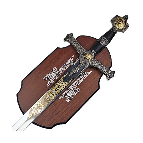 King Solomon Sword w/Star of David with Display Plaque (Silver Handle)