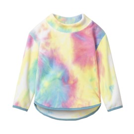 Mud Kingdom Little Girls Fleece Pullover Top Long Sleeve Mock Neck Casual Soft Winter Colorful Tie-dyed Size 7-8