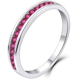 YL Women's Eternity Ring 925 Sterling Silver Cut July Birthstone ruby Anniversary Engagement Ring(Size K)