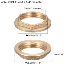sourcing map G3/4 Lock Nut with Flange, Hex Brass Female Locknut for Plumbing 2pcs