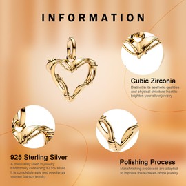 Rimgoris 925 Sterling Silver Women Bracelets Necklace Tangled Heart Medal Women Bracelet Glod Charm Mother's Day with Zirconia