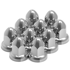 HD Driven 33mm Nut Cover Plastic Bullet Hex Push On, 10/cd – Wheel Lug Nut Covers for Semi-Trucks, Rustproof ABS Chrome Plastic, Universal Fit, Easy Snap-On Installation