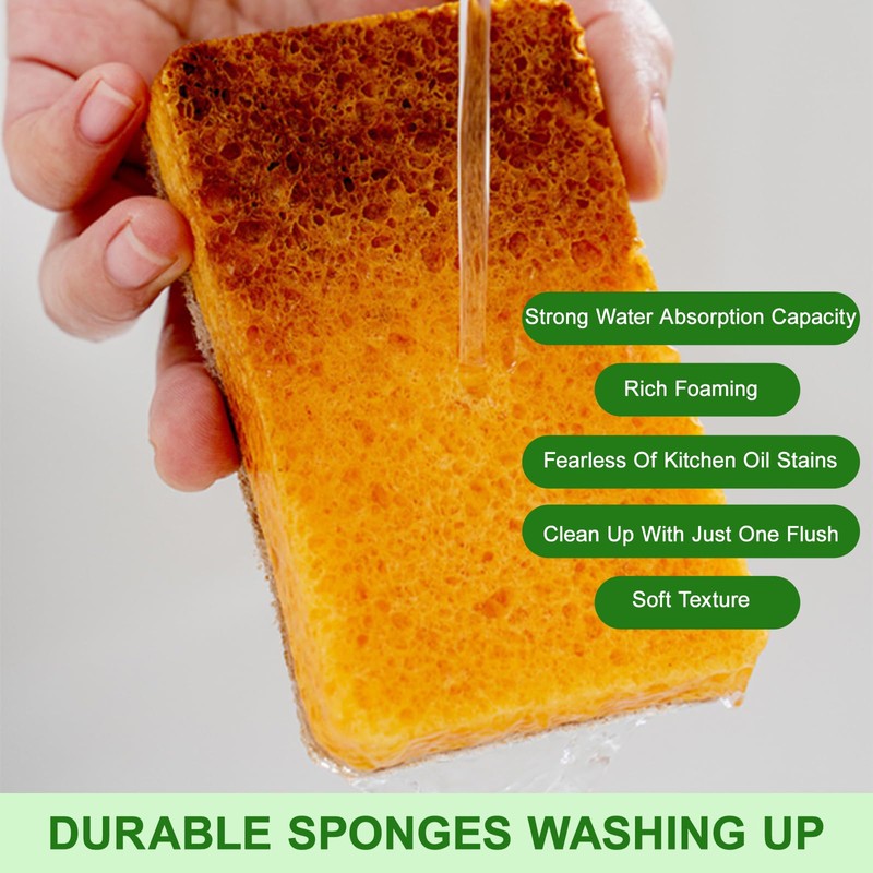 8 Pack Eco Sponges Washing up,Biodegradable Washing Up Scrubber Sponges,