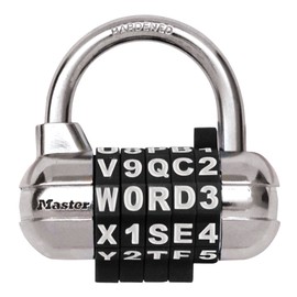 Master Lock Padlock, Set Your Own WORD Combination Lock, 2-1/2 in. Wide, Black, 1534DBLK