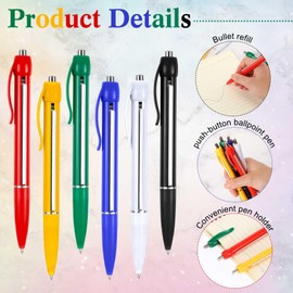 Trandraft 12 Pcs Rollout Paper Pen Retractable Pullout Banner Pen for School Office Multicolor Ballpoint Pen with Paper Scroll Inside, 6 Colors