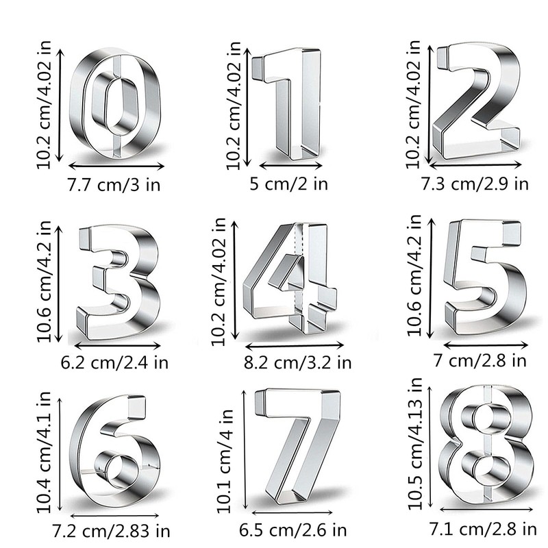 4 Inches Large Size Number Shaped Cookie Cutters Set of