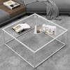 ​​​​​​​​​​​​Glass Coffee Table Square Coffee Table for Small Space,Modern Minimalist