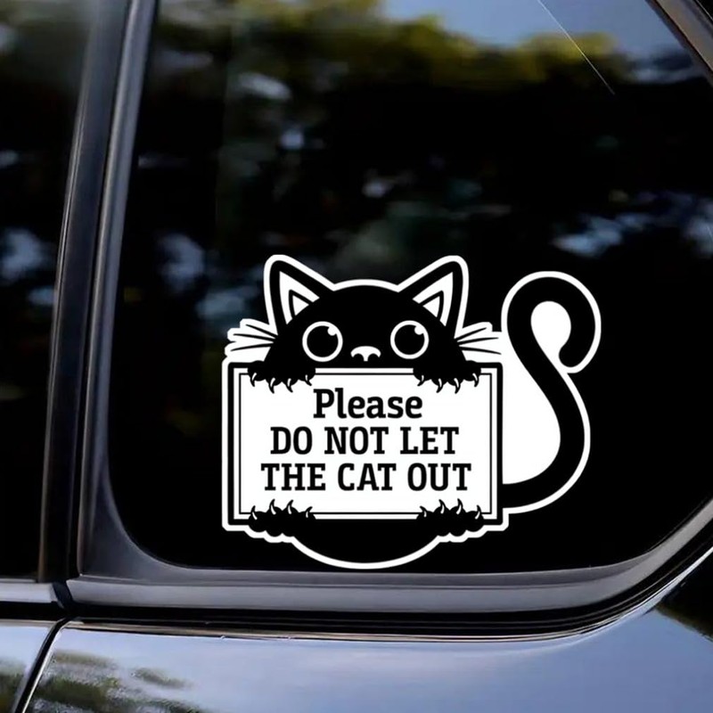 2枚セット 14x11.5cm 「猫を外に出さないで」ユーモア防水ビニール車用デカール 外装デコレーションアクセサリー 車・バイク・ノートPC・バン・窓・ドア・壁などに使用可能 | #JP07