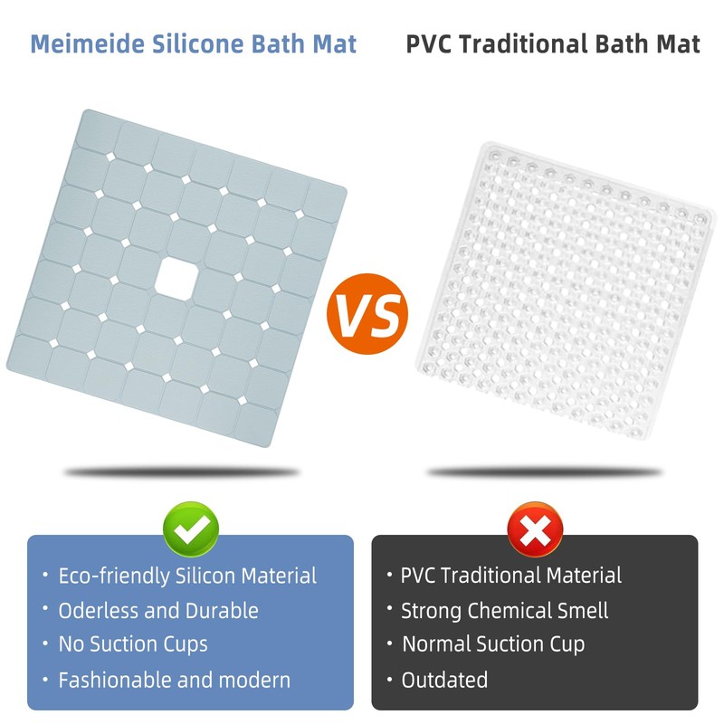 Shower Mat Non Slip Silicone Soft Odorless Bathtub Mat Non