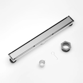 28 Inch Brushed Stainless Steel Tile Insert Invisible Linear Floor Drain Supports DropshippingMaterial: Stainless Steel, Color: Silver