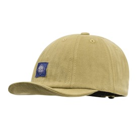 Croogo Retro Short Brim Cap Adjustable Sun Hat Soft Brim Baseball Cap Cotton Army Cap Cadet Hiphop Dancing Hat,Khaki-DY10