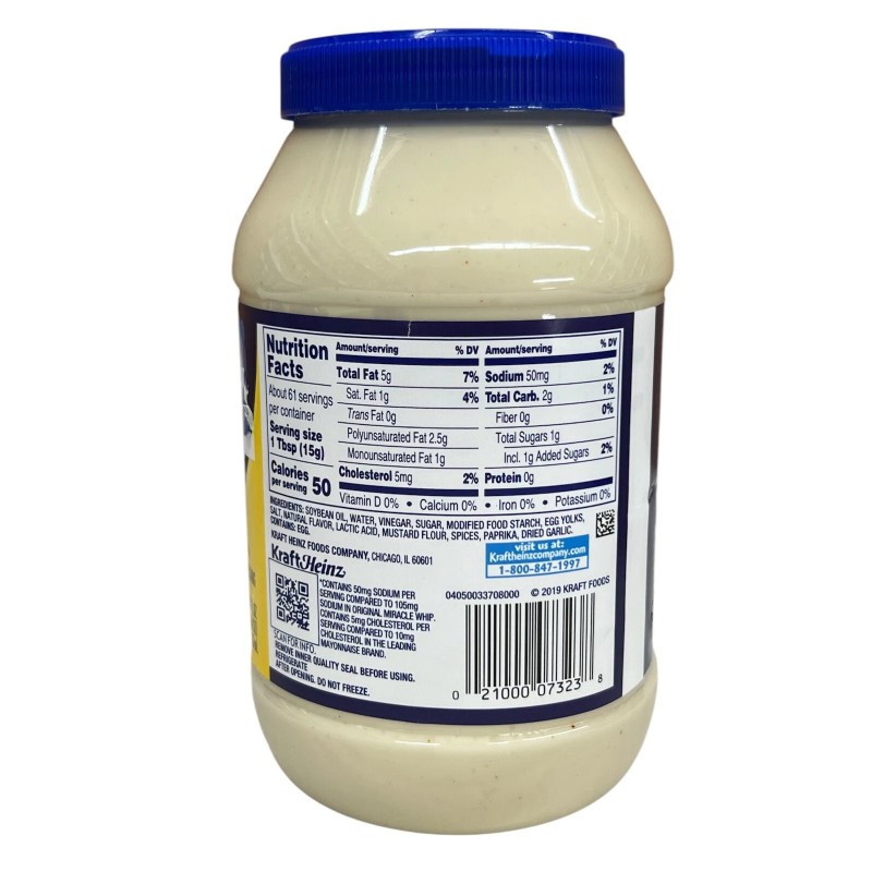 Kraft Miracle Whip 50% Less Sodium & Cholesterol Dressing 30