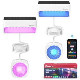 Enhulk Pool Lights with APP Control - 43+ Color Scenes & Timer, IP68 Waterproof Above Ground Pool Light,Poolside Solar Light, RGBW Solar Pool Lights for Garden, Pond, Patio (White 2-Pack)