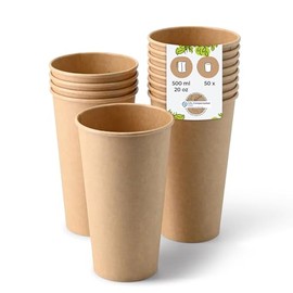 BIOZOYG Paper Cups, Pack of 50, 500 ml / 20 oz, Diameter 90 mm, White - Cups for Hot Drinks - Coffee Cups to Go Made of Cardboard - Disposable Cups, Alternative to Styrofoam Cups