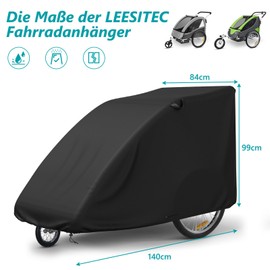LEESITEC Cover for Bicycle Trailer, Waterproof Cover Bicycle Trailer, Dust and UV Protection Folding Garage for Bicycle Trailer, Universal Cover for Bicycle Trailer, Dog Trailer (140 x 84 x 99 cm)