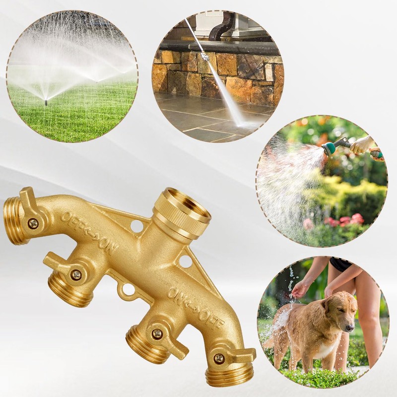 4 Way Garden Hose Splitter, Heavy Duty Hose Connector 3/4",