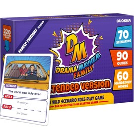 QUOKKA Family Card Games For Kids And Adults - Family Acting & Improv Game with 220 Scenario & Quirk Cards - Fun Act It Out Theater Party Night Activities - Drama Mayhem Extended Pack