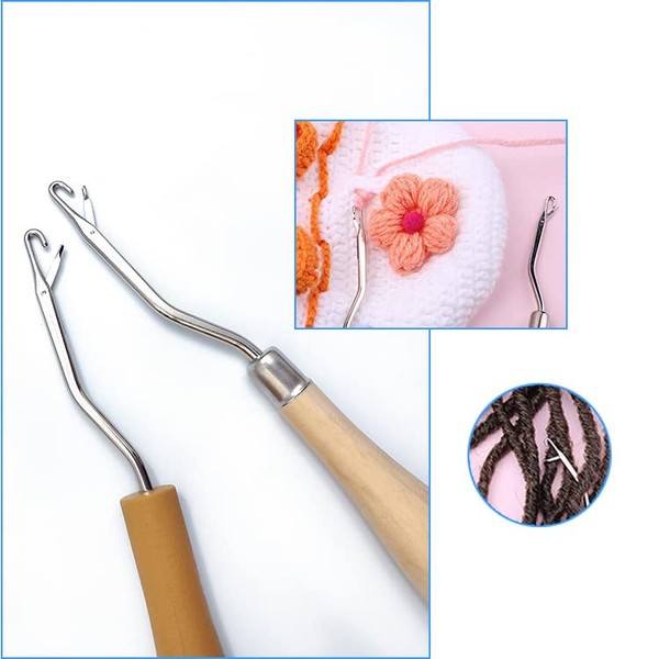 Wooden Latch Hook 16cm Curved Crochet Hook Carpet Making Knitting