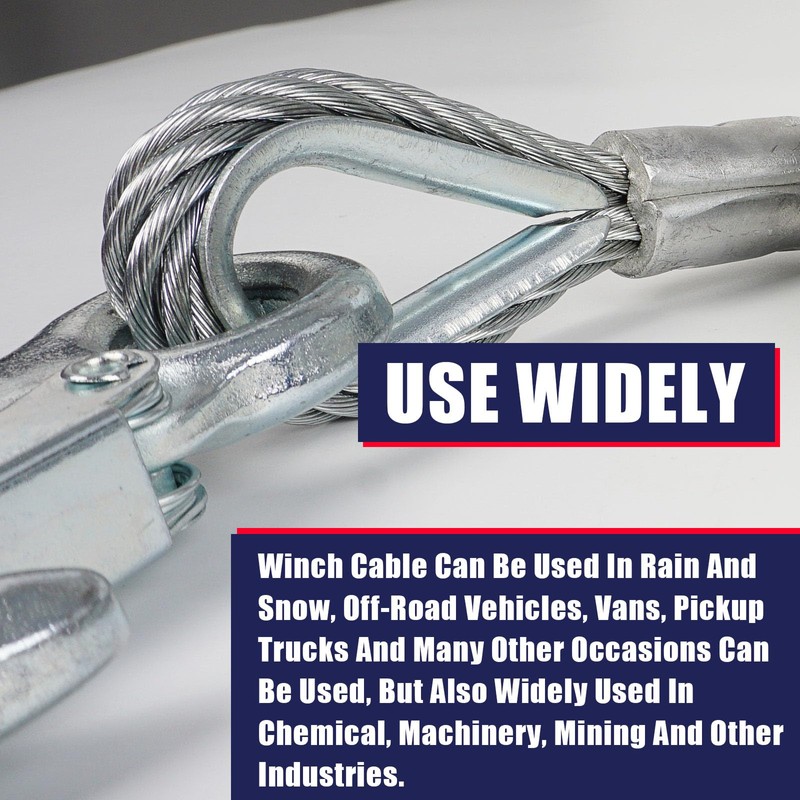 JEXTRA Galvanized Steel Winch Cable, 1/4” x 50ft Wire Rope