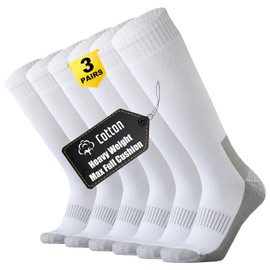 ONKE Max Full Cushion Knee High Socks for Men Steel Toe Work Boot Over the Calf OTC Moisture Wicking Thermal Hiking Hunting(White XL)