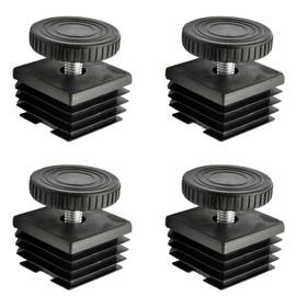 MroMax 16 juegos de pies niveladores ajustables de 38 x 38 mm, kit de inserción de tubo cuadrado de plástico y metal, rosca M8, nivelador deslizante p