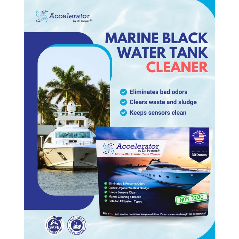 Accelerator Marine Black Water Tank Cleaner – Fast-Acting Powder Eliminates