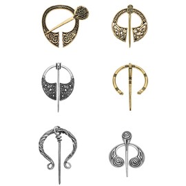 6 Pieces Vintage Viking Brooch, Celtic Brooch Vintage, Viking Brooch, for Men and Women to Wear Sweaters and Scarves (2 Colours), Metal