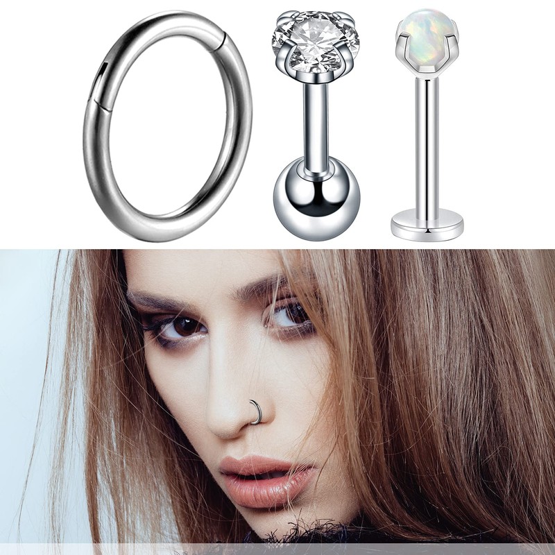 Mabohity 8 mm Nose Piercing 16G Stainless Steel Sleeper Septum
