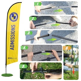 Anley Feather Flagpole Set - Assembled Flutter Banner Pole Set with Carrying Bag - Fits 2.5 FT X 12 FT Feather Flags (Flag and Stand Not Included) - Flagpole ONLY