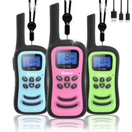 QUOLIX Walkie Talkies for Kids 3 Pack, Rechargeable Long Range Walkie Talkie with 22 Channels & Flashlight for 3-12 Yr Old Boys, Outdoor Adventure Gifts