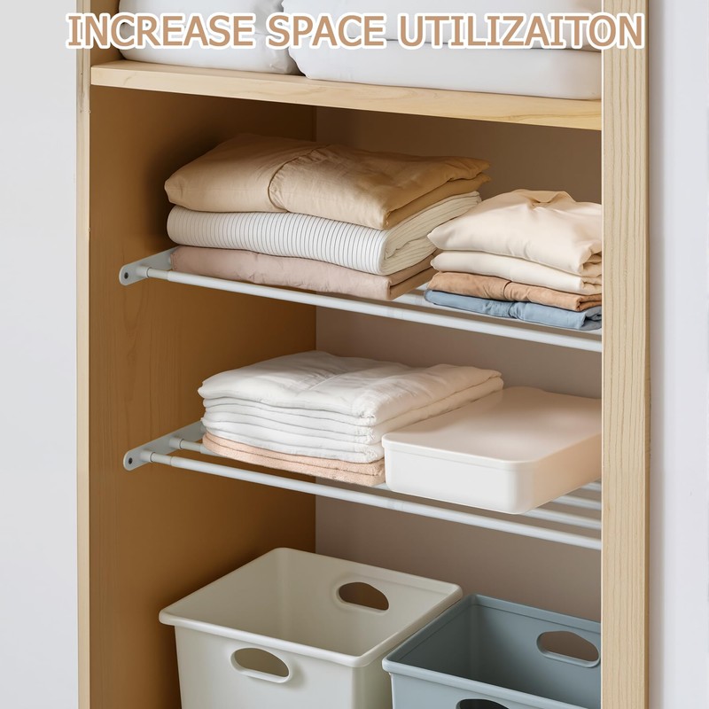 VanlonPro Expandable Closet Shelf Wall-Mounted Metal Storage Rack Adjustable Closet