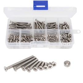 binifiMux 240pcs #4-40 Flat Phillips Countersunk Head Machine Screws Hex Nuts Assortment Kit 304 Stainless Steel, 1/4" 3/16" 5/16" 3/8" 1/2" 5/8" 3/4" 1-1/4"