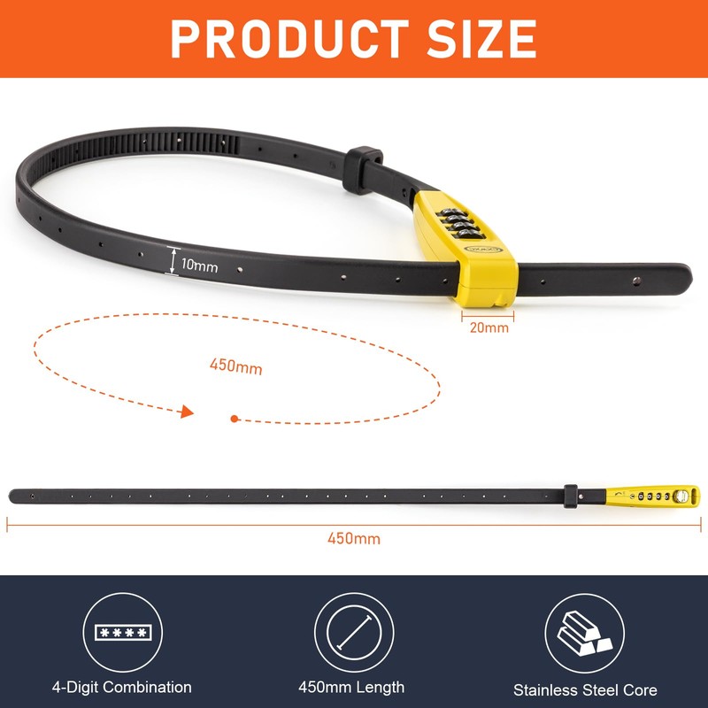 CXWXC Zip Tie Lock - 4-Digit Combo Cable Locks for