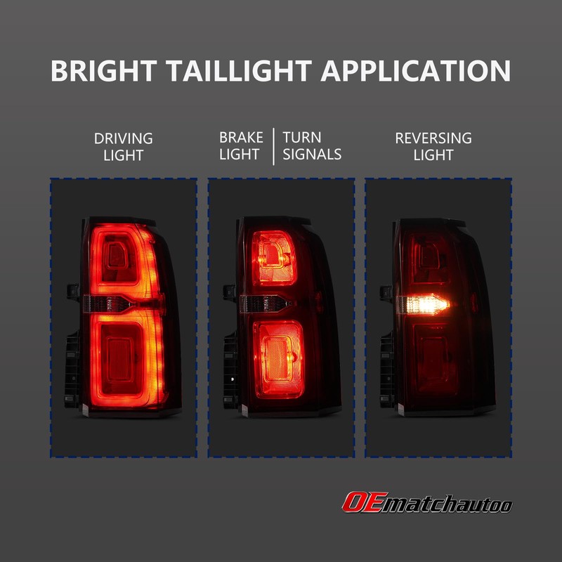 OEmatchautoo Led Tail Light Assembly for 2015-2020 Chevy Tahoe Suburban
