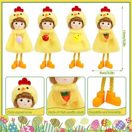 Osterengel Plüsch-Ornamente, 15 cm Hanging Dolls with Yellow Chick Cloak, Set of 4
