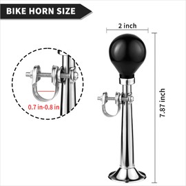 WHTCHSU Bike Horn for Adults, Classic Metal Squeeze Clown Horn, Loud Sound, Fits All Bicycle Handlebars（Silver Straight 7.87-Inch）