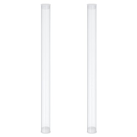 PATIKIL Clear Rigid Tube Round Plastic Tubing with End Caps Polycarbonate Water Pipe, 225mm/9 Inch Length, 15mm x 16mm/0.59" x 0.63", 2 Set