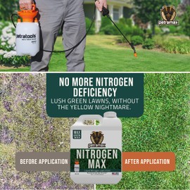 Petramax Liquid Nitrogen Fertilizer 28-0-0 NPK - 32 Oz Spring & Summer Liquid Grass Fertilizer for Lawn, Spray on Easy to Apply for Deep Green Lawn Care - Slow Release High Nitrogen Turf Builder