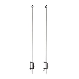 Achla Designs 46" H Black Powdercoated Wrought Iron Outdoor O-Hook Railing Poles for String Lights (Set of 2)