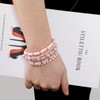 MAKERSLAND Pink Bracelet Boho Multi-Layer Beaded Crystal Bracelets Clay Beaded
