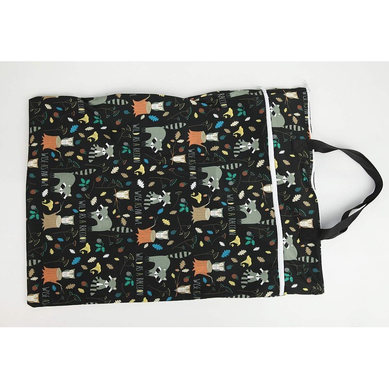 (Raccoon) - Large Hanging Wet/Dry Cloth Nappy Pail Bag for
