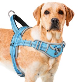 ADVENTUREMORE Dog Harness for Medium Dogs No Pull, Sport Dog Halter Harness Adjustable Reflective Dog Vest Escape Proof Dog Harness with Easy Control Front Clip Handle for Training Walking M Blue