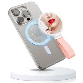 Magnetic Mirror Decal for Smartphone, Compact Makeup Pocket Mirror for Phone Cases & All Phones, Portable Phone Charm Mirror for Magsafe with Phone Grip Holder for Outdoor Travel Make Up & Selfies