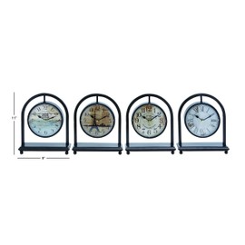 Deco 79 Metal Desk Clock, 4 Assorted, 11 by 9"