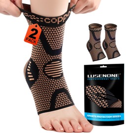 Pack of 2 Ankle Brace Bandage Ankle Brace for Plantar Fasciitis, Achilles Tendon, Best Compression Socks for Women/Men, Orthopaedic Foot Brace Right / Left, Black, L